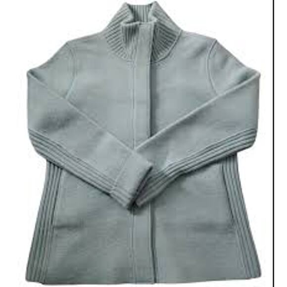 Eileen Fisher Light Blue boucle wool Sweater/Jacket Size Medium - Picture 2 of 7